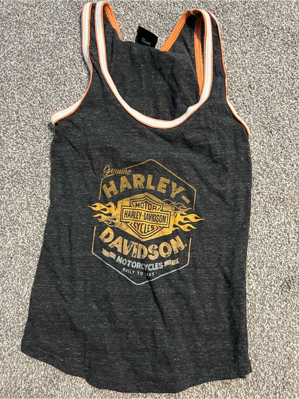 Harley-Davidson Black Tank with Orange and Gold Logo